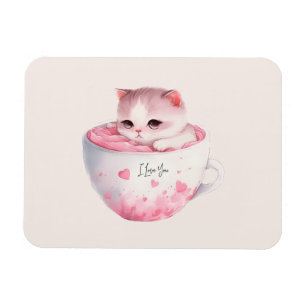 Kawaii Pink Chibi Katze mit Niedlicher Krone Magnet