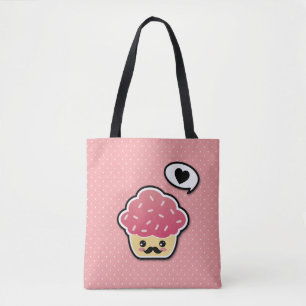 Kawaii Pink Cupcake mit Mustache
