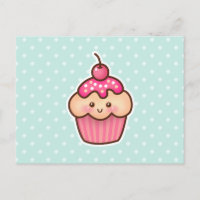 Kawaii Pink Cupcake und Niedlich Mint Blue Polka D