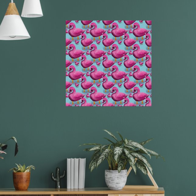 Kawaii Pink Duck Pattern – Adorable Aesthetic Maxi Poster (Wohnzimmer 1)