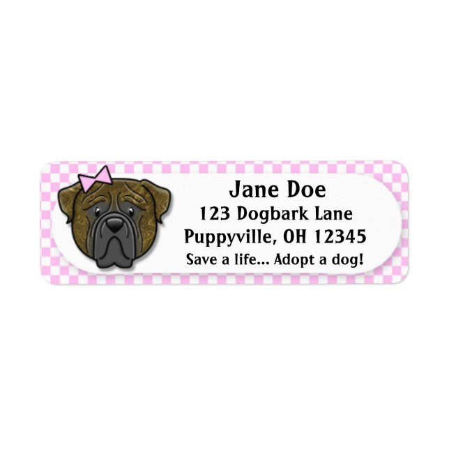 Kawaii Pink Gingham Brindle Bullmastiff (Vorne)