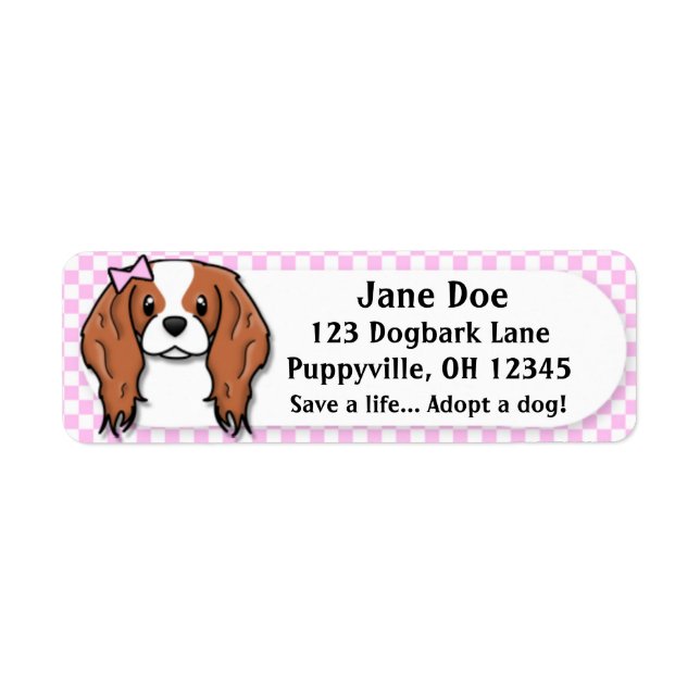 Kawaii Pink Gingham Cavalier King Charles Spaniel (Vorne)