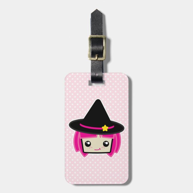 Kawaii Pink Haahaar Hexenmeisterschaftstags Gepäckanhänger (Vorderseite vertikal)