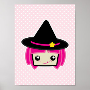 Kawaii Pink Haahaar Hexenposter Print Poster