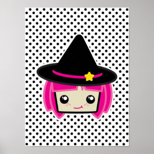 Kawaii Pink Haahaar Hexenposter Print Poster