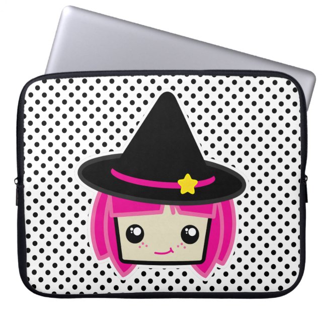 Kawaii Pink Haire Hexe Laptop Sleeve (Vorderseite)