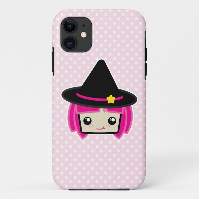 Kawaii Pink Haired Hexe iPhone Case (Rückseite)