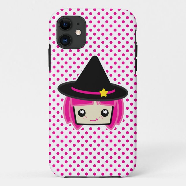 Kawaii Pink Haired Hexe iPhone Case (Rückseite)