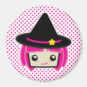 Kawaii Pink Haired Hexenmagnet Magnet