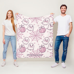 Kawaii Pink Halloween Ghosts & Pumpkin Fleecedecke