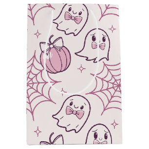 Kawaii Pink Halloween Ghosts & Pumpkin Mittlere Geschenktüte