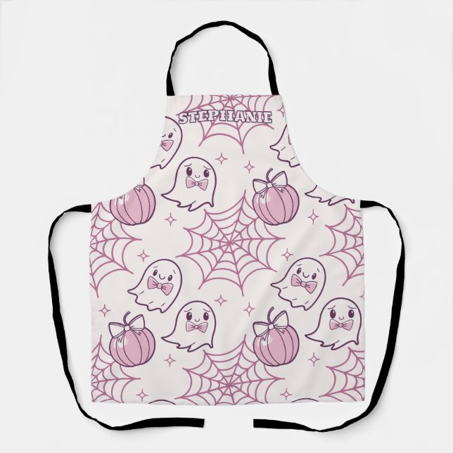 Kawaii Pink Halloween Ghosts & Pumpkin Schürze (Vorderseite)