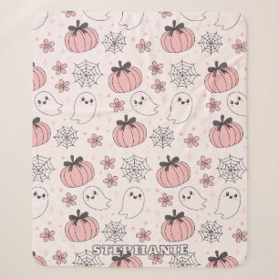Kawaii Pink Halloween Ghosts & Pumpkins Sherpadecke