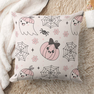 Kawaii Pink Halloween Muster mit Ghost, Pumpkin Kissen