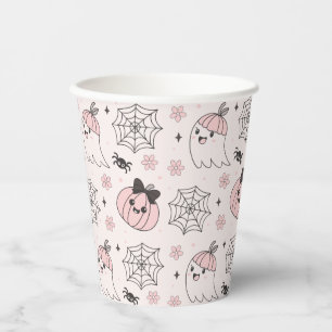 Kawaii Pink Halloween Muster mit Ghost, Pumpkin Pappbecher