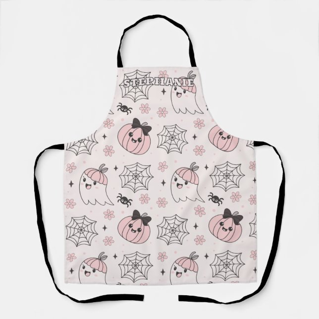 Kawaii Pink Halloween Muster mit Ghost, Pumpkin Schürze (Vorderseite)