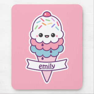 Kawaii Pink Ice Creme Cone Mousepad