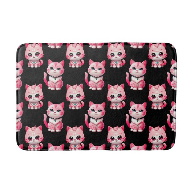 Kawaii Pink Kitty Cats Design Badematte (Vorderseite)