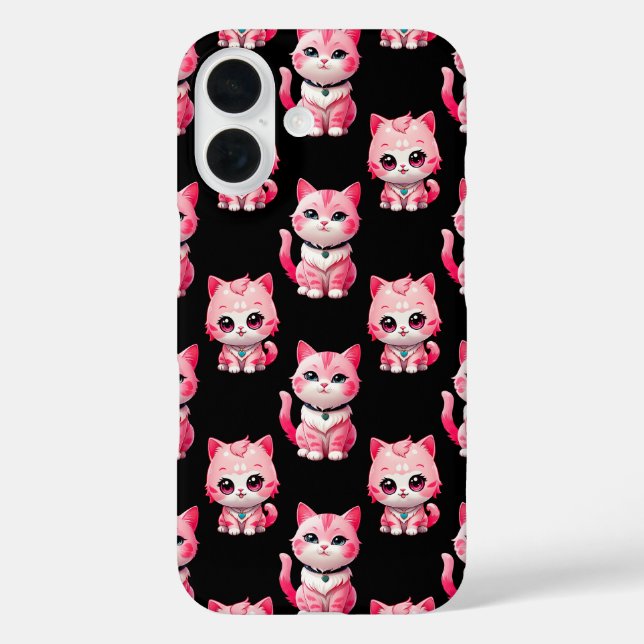 Kawaii Pink Kitty Cats Design Case-Mate iPhone Hülle (Rückseite)