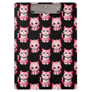 Kawaii Pink Kitty Cats Design Klemmbrett