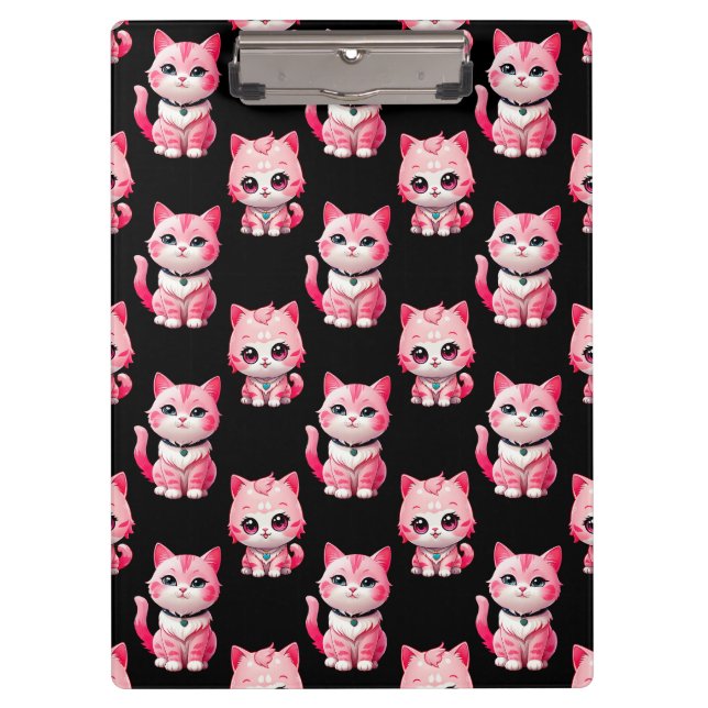 Kawaii Pink Kitty Cats Design Klemmbrett (Vorderseite)