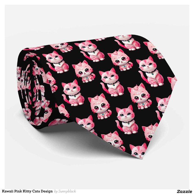 Kawaii Pink Kitty Cats Design Krawatte (Von Creator hochgeladen)