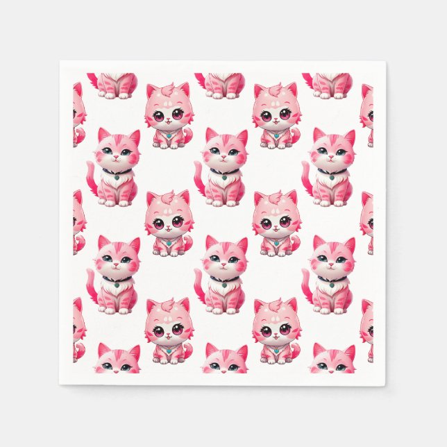 Kawaii Pink Kitty Cats Design Serviette (Vorderseite)