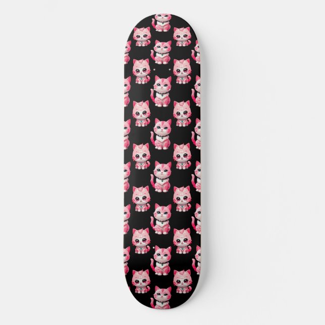 Kawaii Pink Kitty Cats Design Skateboard (Vorderseite)