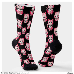 Kawaii Pink Kitty Cats Design Socken