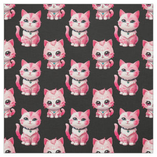 Kawaii Pink Kitty Cats Design Stoff