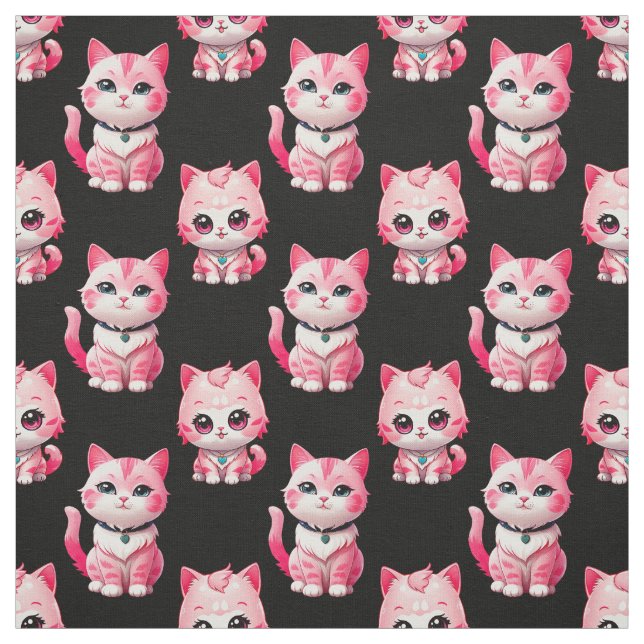 Kawaii Pink Kitty Cats Design Stoff (Muster)