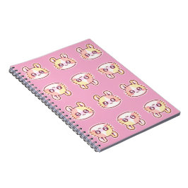 Kawaii Pink Kitty Pattern Spiral Notebook Notizblock
