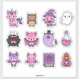 Kawaii Pink & Lila Halloween-Stickerpack Aufkleber