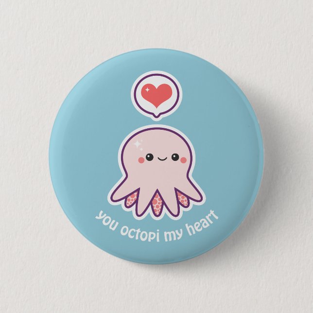 Kawaii Pink Octopus Button (Vorderseite)