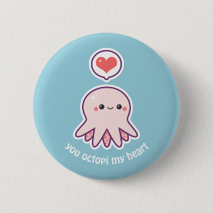 Kawaii Pink Octopus Button