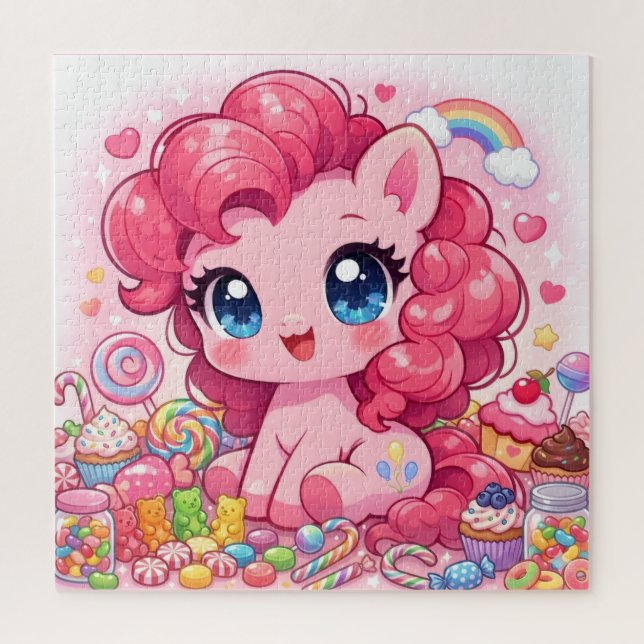 Kawaii Pink Pony Chibi Kunstpuzzle Puzzle (Vertikal)