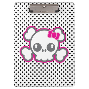 Kawaii Pink Ribbon Skull Clip Board Klemmbrett