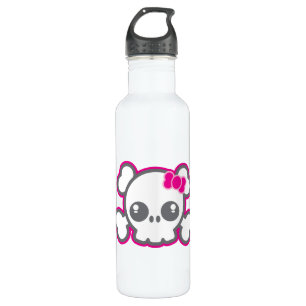 Kawaii Pink Ribbon Skull Edelstahlflasche