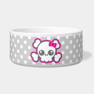 Kawaii Pink Ribbon Skull Hund Bowl Napf