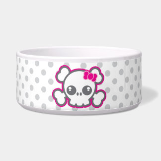 Kawaii Pink Ribbon Skull Hund Bowl Napf