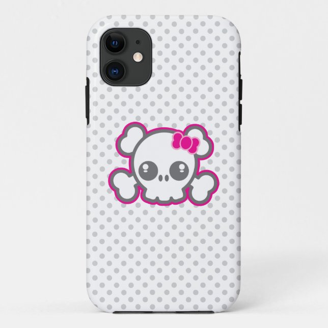 Kawaii Pink Ribbon Skull iPhone Case (Rückseite)