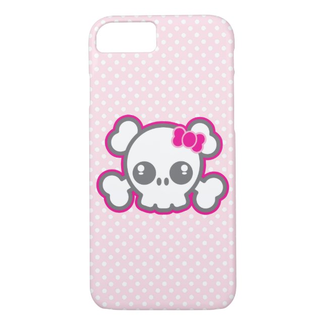 Kawaii Pink Ribbon Skull iPhone Case (Rückseite)
