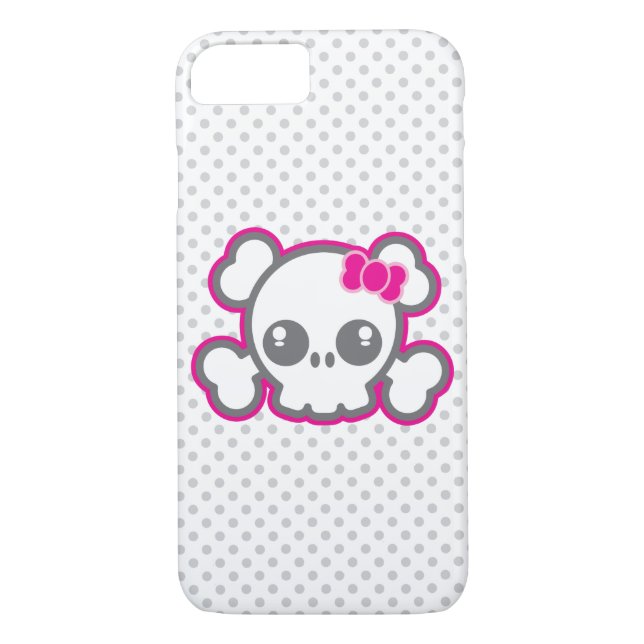 Kawaii Pink Ribbon Skull iPhone Case (Rückseite)