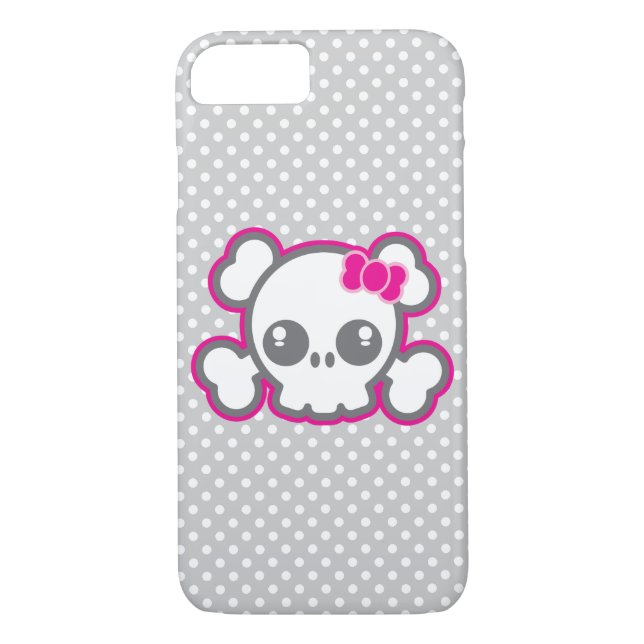 Kawaii Pink Ribbon Skull iPhone Case (Rückseite)