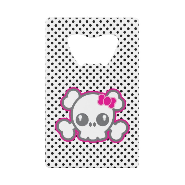 Kawaii Pink Ribbon Skull Kreditkarte Flaschenöffne Kreditkarten Flaschenöffner (Vorderseite)