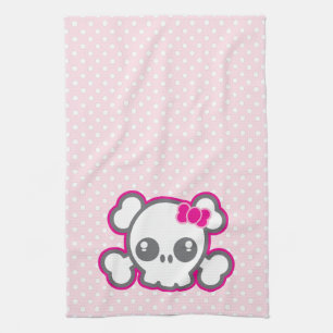 Kawaii Pink Ribbon Skull Küchentücher