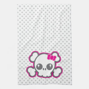 Kawaii Pink Ribbon Skull Küchentücher