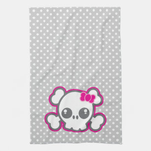 Kawaii Pink Ribbon Skull Küchentücher