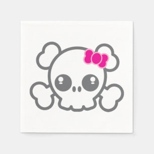 Kawaii Pink Ribbon Skull Napkins Serviette