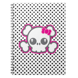 Kawaii Pink Ribbon Skull-Notebook Notizblock